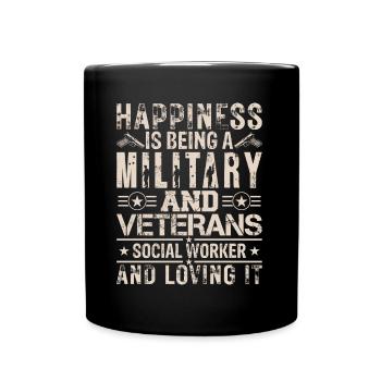 Happiness Is Being Military & Veterans - Full Colour Mug - black - Front