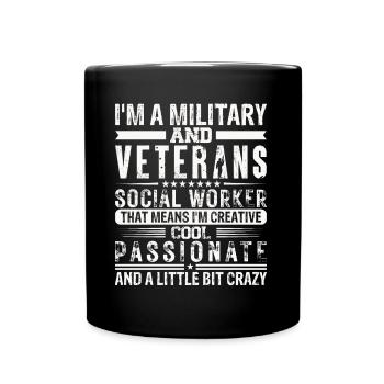 Je suis un travailleur social militaire et vétéran - Mug uni - noir - Devant