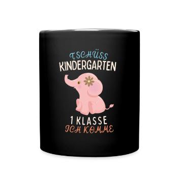Tschüss Kindergarten 1 Klasse ich comme Elefant - Tasse einfarbig - Schwarz - Vorne