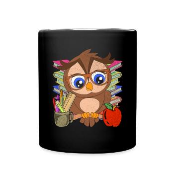 Enrolment Animal Gift Primary School Owl - Full Colour Mug - black - Front