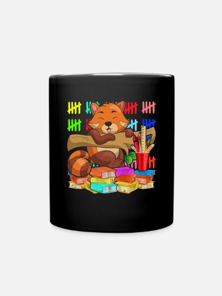 Schule Tier Geschenk Schulanfänger Roter Panda - Tasse einfarbig - Schwarz