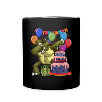 Birthday Animal Gift Dabbing Turtle - Full Colour Mug - black - Front