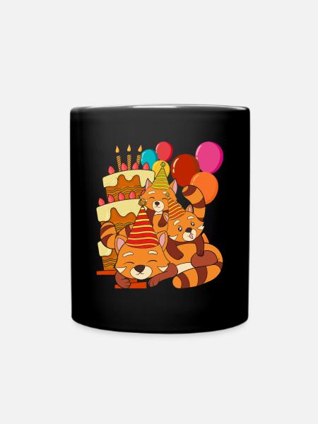 Cadeau de fête d’anniversaire Animal Panda rouge - Mug uni - noir