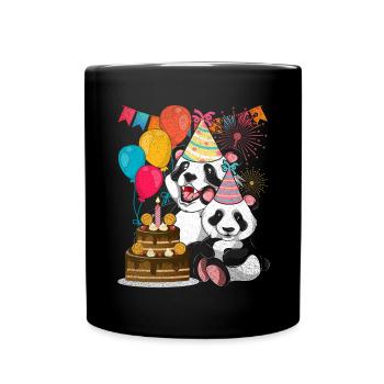 Birthday Animal Gift Panda - Full Colour Mug - black - Front