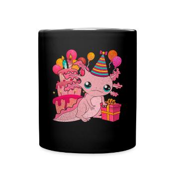 Birthday Animal Gift Axolotl - Full Colour Mug - black - Front