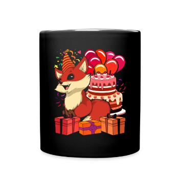 Geburtstag Party Geschenk Tier Fuchs - Tasse einfarbig - Schwarz - Vorne