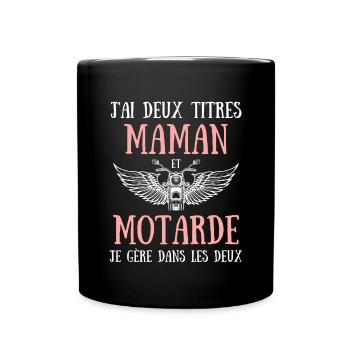 maman motarde humour moto femme cadeau rigolo - Mug uni - noir - Devant
