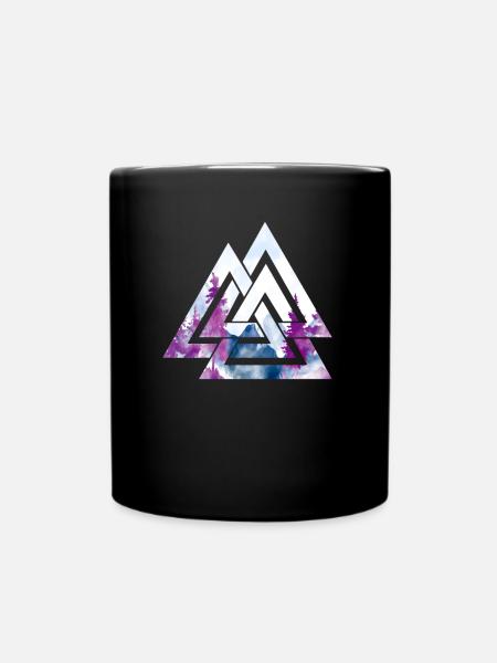 Wald Natur Motiv geometrisch Minimalismus Wandern - Tasse einfarbig - Schwarz