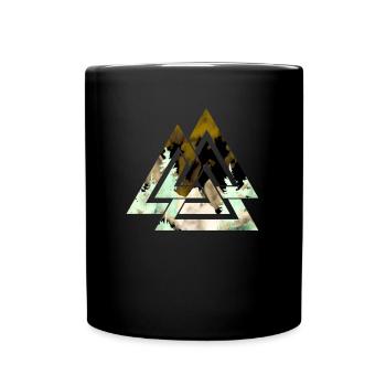 Forêt Nature Motif géométrique Minimalisme Randonnée - Mug uni - noir - Devant
