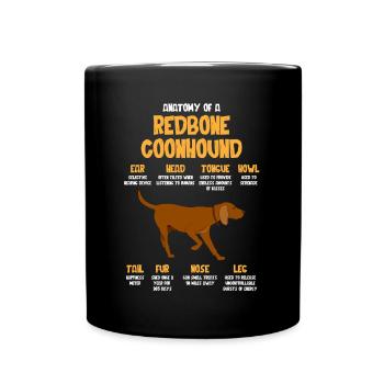 Anatomy of a Redbone Coonhound - Full Colour Mug - black - Front