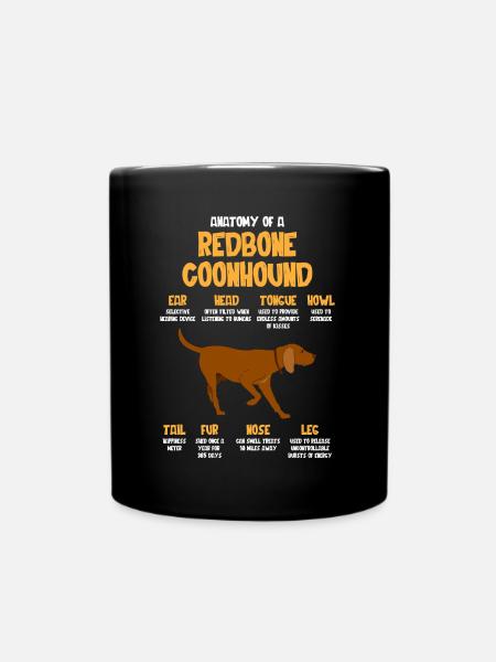 Anatomie Eines Redbone Coonhounds - Tasse einfarbig - Schwarz