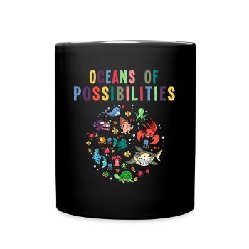 Ocean of Possibilities, Readers, Reading - Full Colour Mug - black - Front