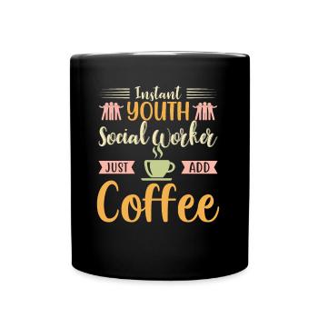 Un travailleur social instantané pour les jeunes ajoute du café - Mug uni - noir - Devant