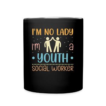 Je ne suis pas une dame Je suis une travailleuse sociale pour les jeunes - Mug uni - noir - Devant