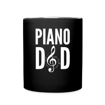 Klavier Papa Musik Violinschlüssel Musiker Papa - Tasse einfarbig - Schwarz - Vorne