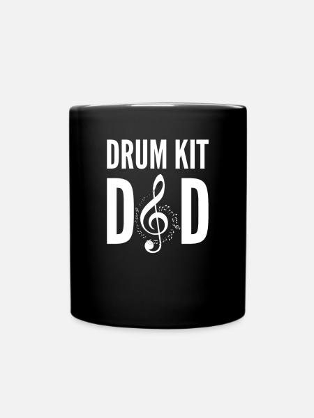 Drum Kit Papa Heights Clef musician Father Of The Musician - Full Colour Mug - black