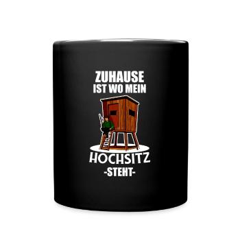 Mein Hochsitz Jagd Wildschwein Rehwild Motiv für - Tasse einfarbig - Schwarz - Vorne