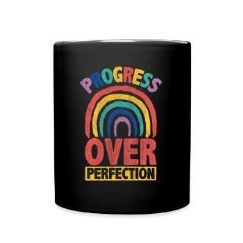 Progress Over Perfection Inspire Encouragement - Full Colour Mug - black - Front