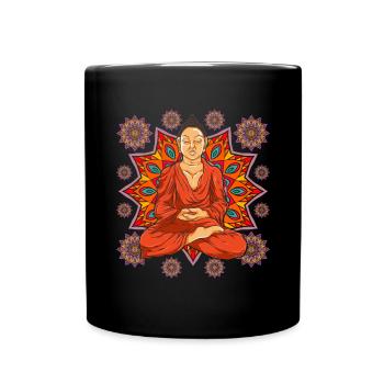 Buddhist Geschenk Spiritualität Mandala Buddha - Tasse einfarbig - Schwarz - Vorne