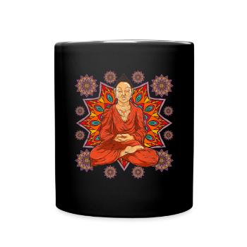 Buddhismus Mandala Yoga Geschenk Buddha - Tasse einfarbig - Schwarz - Vorne