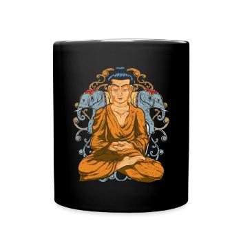 Indien Elefanten Buddhist Geschenkidee Buddha - Tasse einfarbig - Schwarz - Vorne