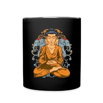 Hinduism Gift Buddhism Elephant Buddha - Full Colour Mug - black - Front