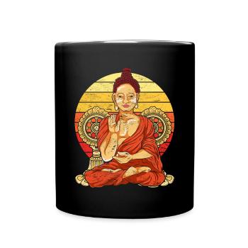 Retro Buddha - Tasse einfarbig - Schwarz - Vorne