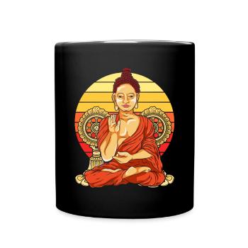 Buddhist Geschenk Meditation Retro Buddha - Tasse einfarbig - Schwarz - Vorne