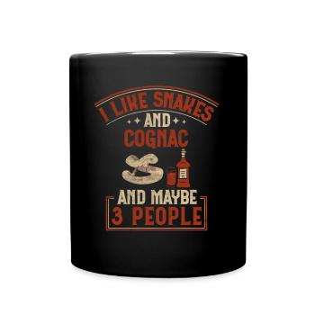 J’aime les serpents et le cognac et peut-être le serpent de 3 personnes - Mug uni - noir - Devant