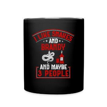 J’aime les serpents et le brandy et peut-être 3 personnes serpent - Mug uni - noir - Devant