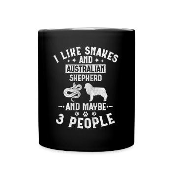Snakes And Australian Shepherd And Maybe 3 People - Tasse einfarbig - Schwarz - Vorne
