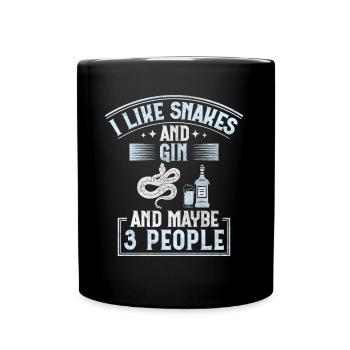J’aime les serpents et le gin et peut-être 3 personnes serpent - Mug uni - noir - Devant