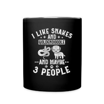 Snakes And Goldendoodle And Maybe 3 People Puppy - Full Colour Mug - black - Front
