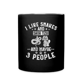 Snakes And Shih Tzu And Maybe 3 People Boa Puppy - Tasse einfarbig - Schwarz - Vorne