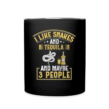J’aime les serpents et la tequila et peut-être le serpent de 3 personnes - Mug uni - noir - Devant