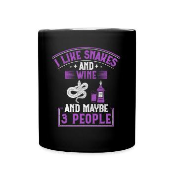 J’aime les serpents et le vin et peut-être 3 personnes serpent - Mug uni - noir - Devant