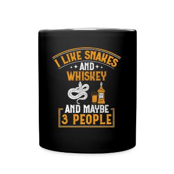 J’aime les serpents et le whisky et peut-être 3 personnes serpent - Mug uni - noir - Devant
