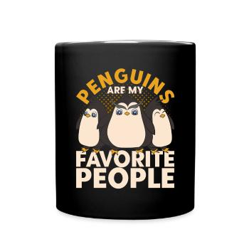 Lustige Geschenkidee Tiermotiv Pinguin - Tasse einfarbig - Schwarz - Vorne