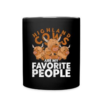 Animal Gift Funny Scottish Highland Cattle - Full Colour Mug - black - Front