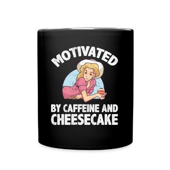 Motivated By Caffeine And Cheesecake Coffee Baker - Full Colour Mug - black - Front