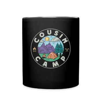 Cousin Camp, Camping Im Freien - Tasse einfarbig - Schwarz - Vorne