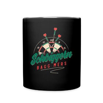 Dart Dart spielen, Schbiggern Fränkisch - Tasse einfarbig - Schwarz - Vorne