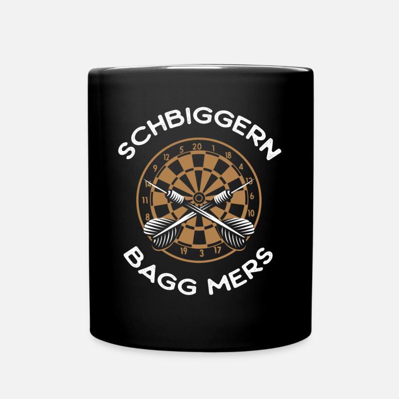 Dart Dart spielen, Schbiggern Fränkisch - Tasse einfarbig - Schwarz
