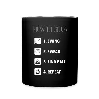 Wie Man Golf Spielt, Golfball - Tasse einfarbig - Schwarz - Vorne