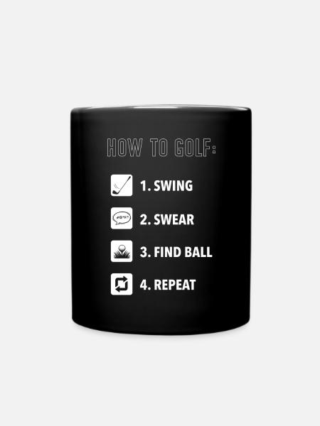 How to play golf, golf ball - Full Colour Mug - black