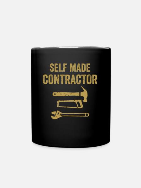 Self Made Contractor Construction Handyman Builder - Full Colour Mug - black