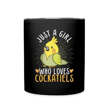 Parrot Bird Gift Girl Cockatiel - Full Colour Mug - black - Front