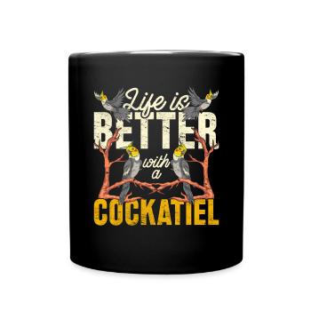 Parrot Pet Bird Gift Cockatiel - Full Colour Mug - black - Front