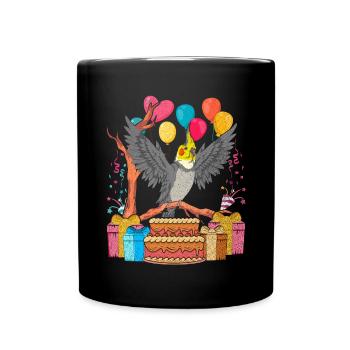 Bird Birthday Gift Cockatiel - Full Colour Mug - black - Front