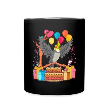 Birthday Gift Parrot Bird Cockatiel - Full Colour Mug - black - Front